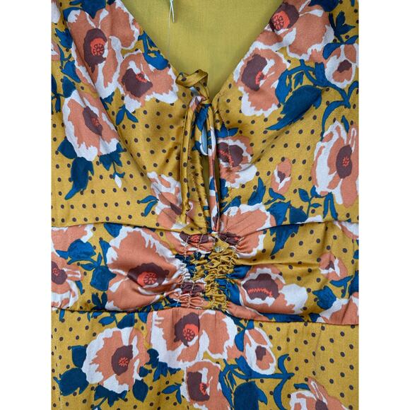 FREE PEOPLE Morning Light Floral Retro Printed Long Sleeve Mini Dress Size 0 - Picture 9 of 11